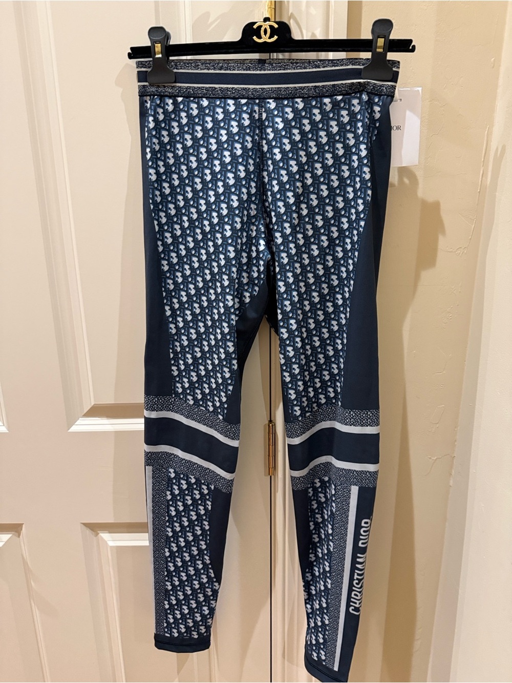 Dior Navy and White Logo-Pattern Girls' Leggings. BNWT. Never worn.